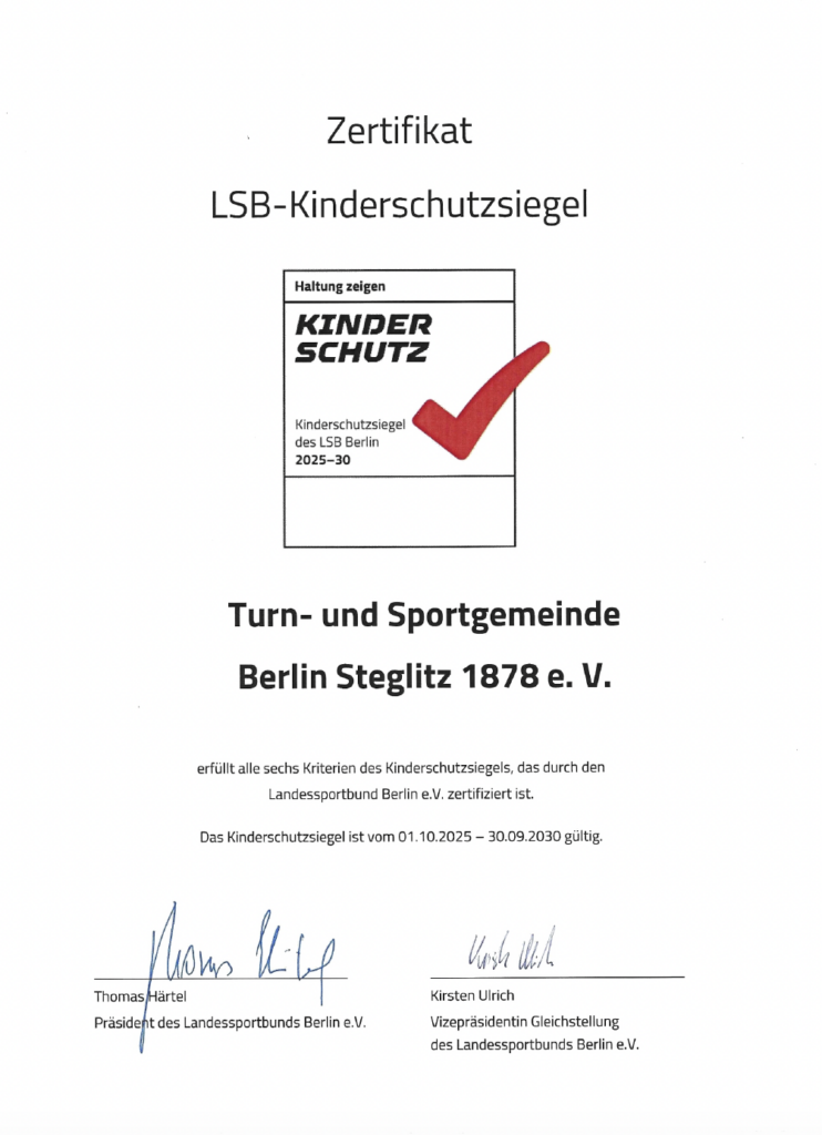 LSB Siegel für die TSG Berlin Steglitz Kinderschutz